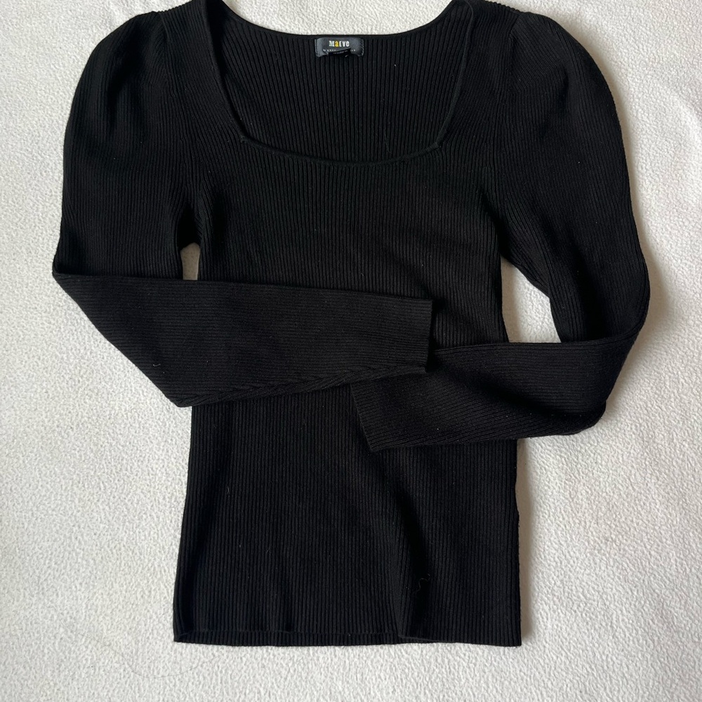Anthropologie Maeve Black Ribbed Top